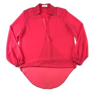 Iris Setlakwe coral pink sheer flowy long sleeve blouse Large